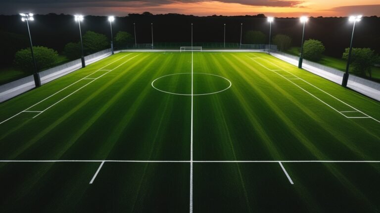 Sân cỏ bóng đá dưới ánh đèn hoàng hôn minh họa trận Indonesia vs Campuchia ASEAN Cup 2026